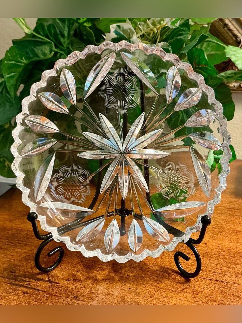 American Brilliant Period hand-cut Floral Plate 6”D